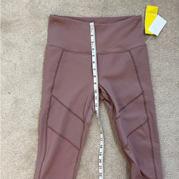 Zella Womens High Waist Leggings Size M Mauve Ribbed Knit High Support NWT - Picture 7 of 8